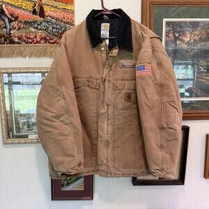 Vintage 90s Carhartt C26 BRN Designer Quilted USA Brown Work‎ Jacket Size 2XL